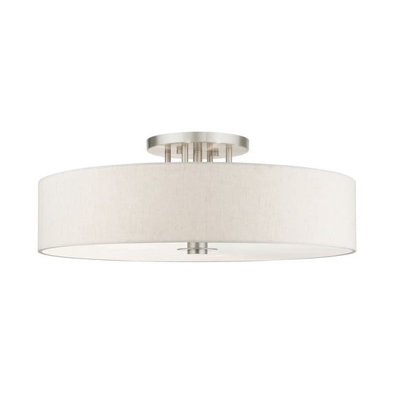 Livex Lighting - Meridian - 6 Light Semi-Flush Mount in Modern Style - 30 Inches