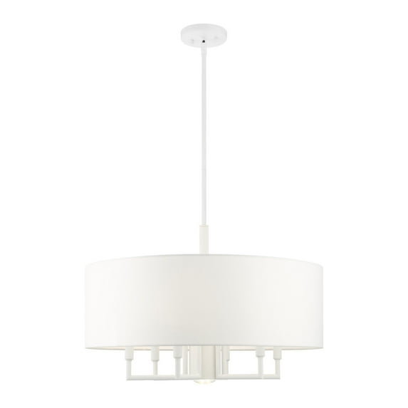 49376-03 Livex Lighting Meridian - 7 Light Pendant in Modern Style - 24 Inches wide by 18.5 Inches high-White Finish -Traditional Installation
