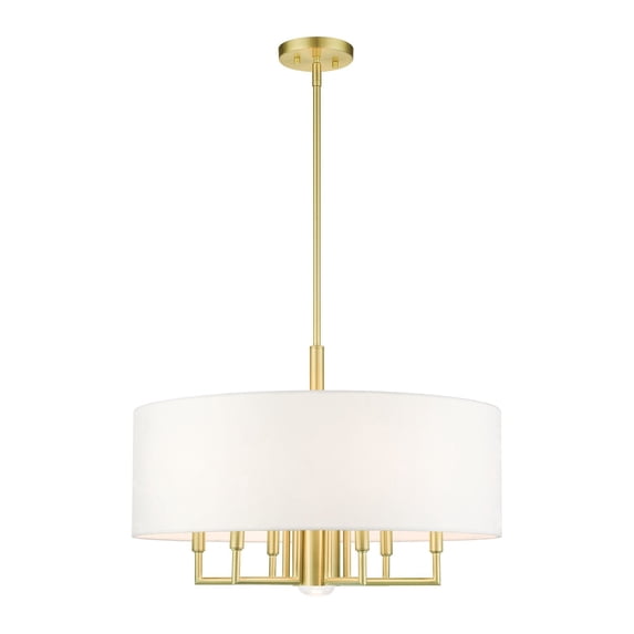 49376-12 Livex Lighting Meridian - 7 Light Pendant in Modern Style - 24 Inches wide by 18.5 Inches high-Satin Brass Finish -Traditional