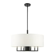 Livex Lighting Meridian 7-Light Metal & Fabric Pendant Chandelier in Black