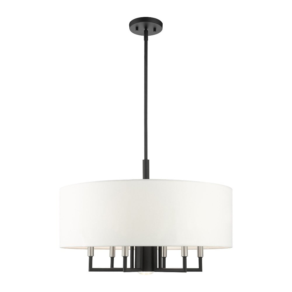 Meridian Black and White Drum 7-Light Pendant