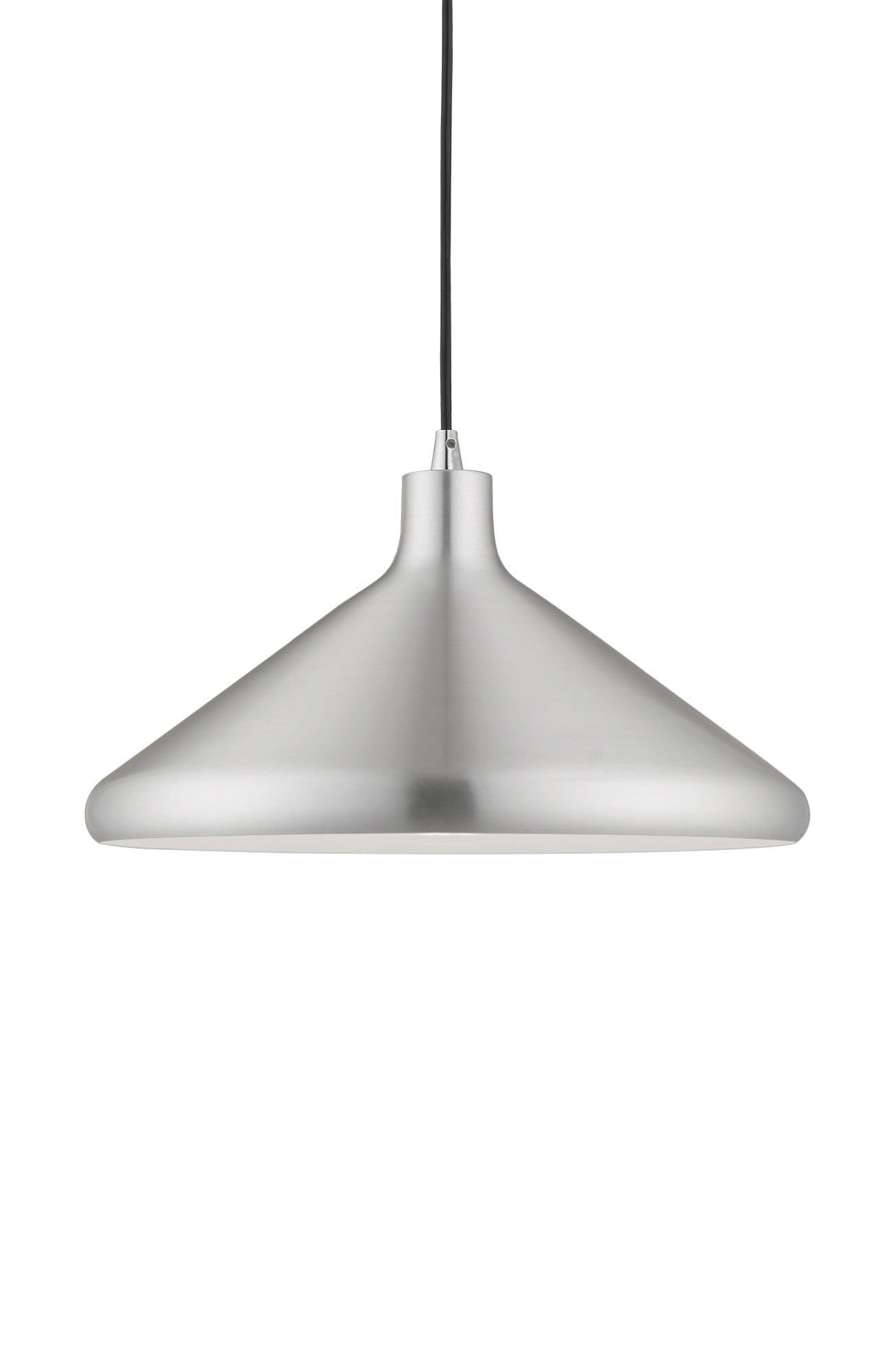 Mini Brushed Aluminum Cone Pendant with White Interior