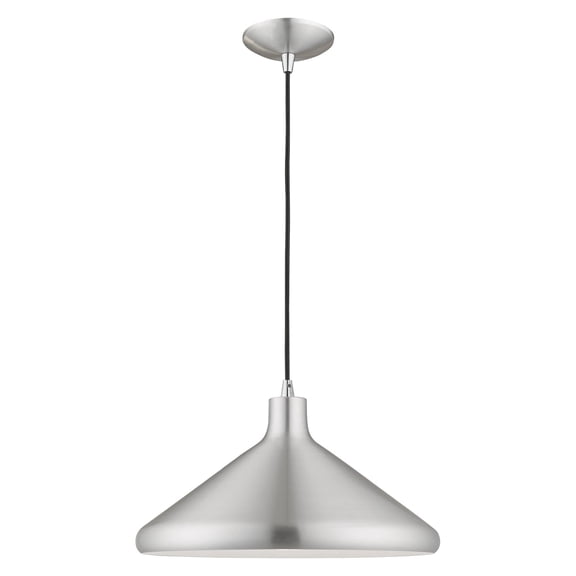 41179-66 Livex Lighting Metal Shade - 1 Light Mini Pendant in Coastal Style - 15.25 Inches wide by 14 Inches high-Brushed Aluminum Finish