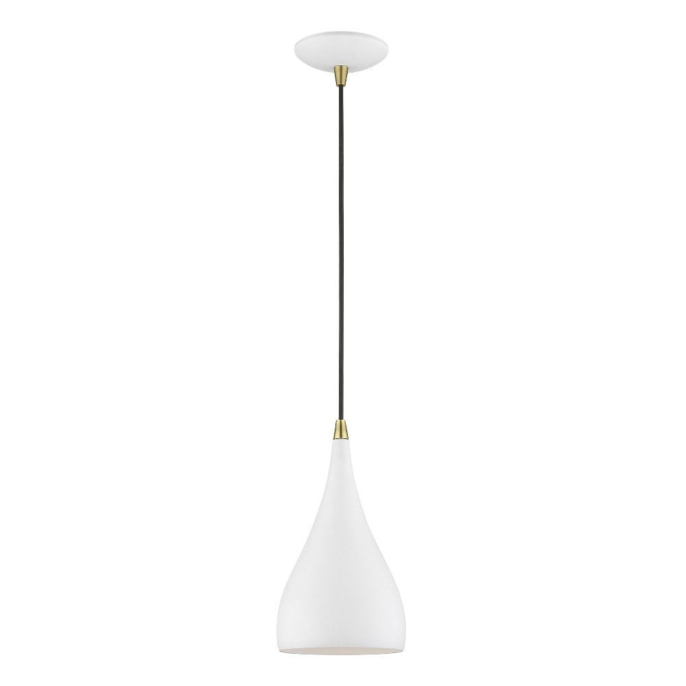 Amador Chic Mini Pendant in Textured White and Antique Brass