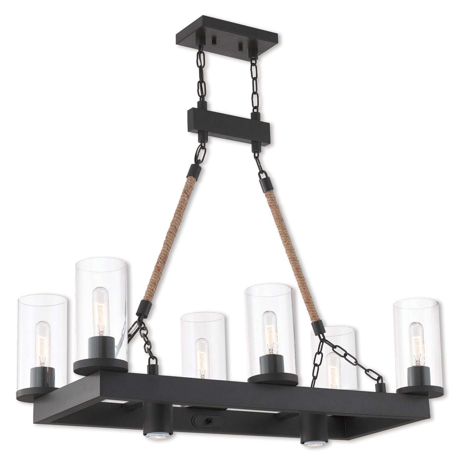 Metuchen 8-Light Bronze Industrial Linear Chandelier with Clear Glass