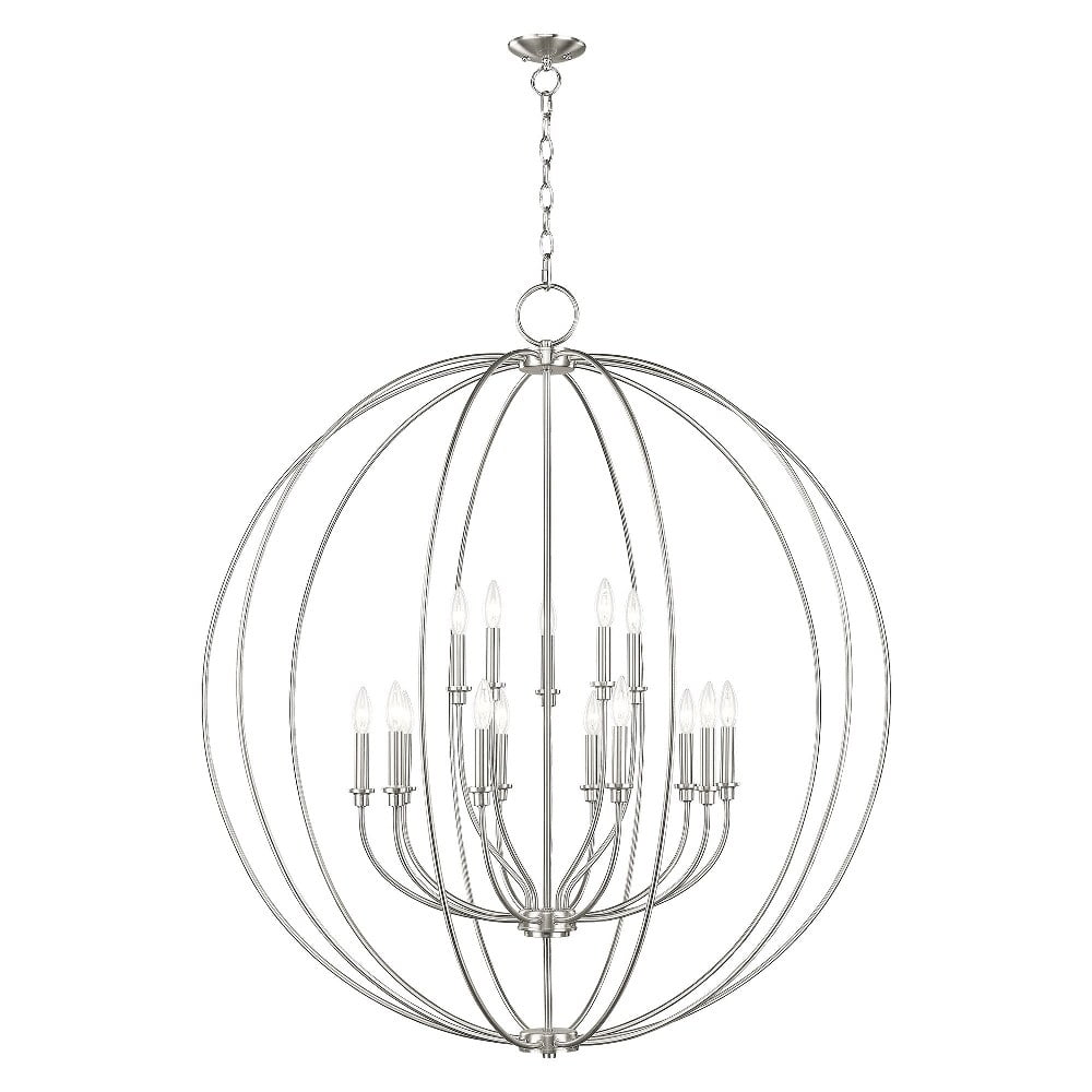 Elegant Brushed Nickel 15-Light Candelabra Chandelier