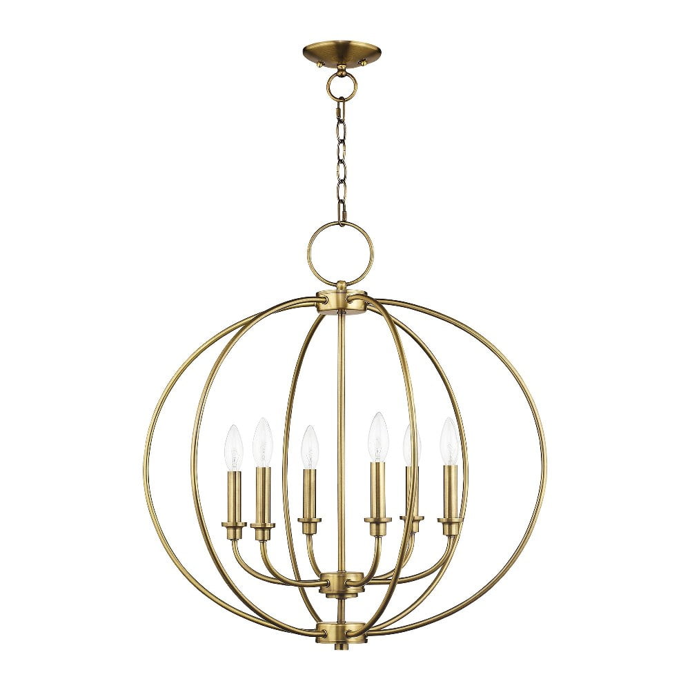 Antique Brass Orb Silhouette 6-Light Candelabra Chandelier