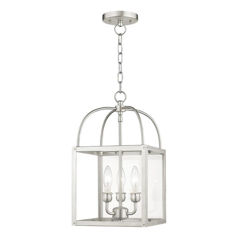 Milford Brushed Nickel 3-Light Mini Pendant with Clear Glass