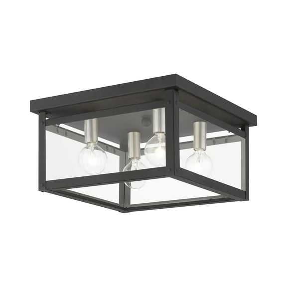 Livex Lighting - Milford - 4 Light Square Flush Mount In Shabby Chic Style-6