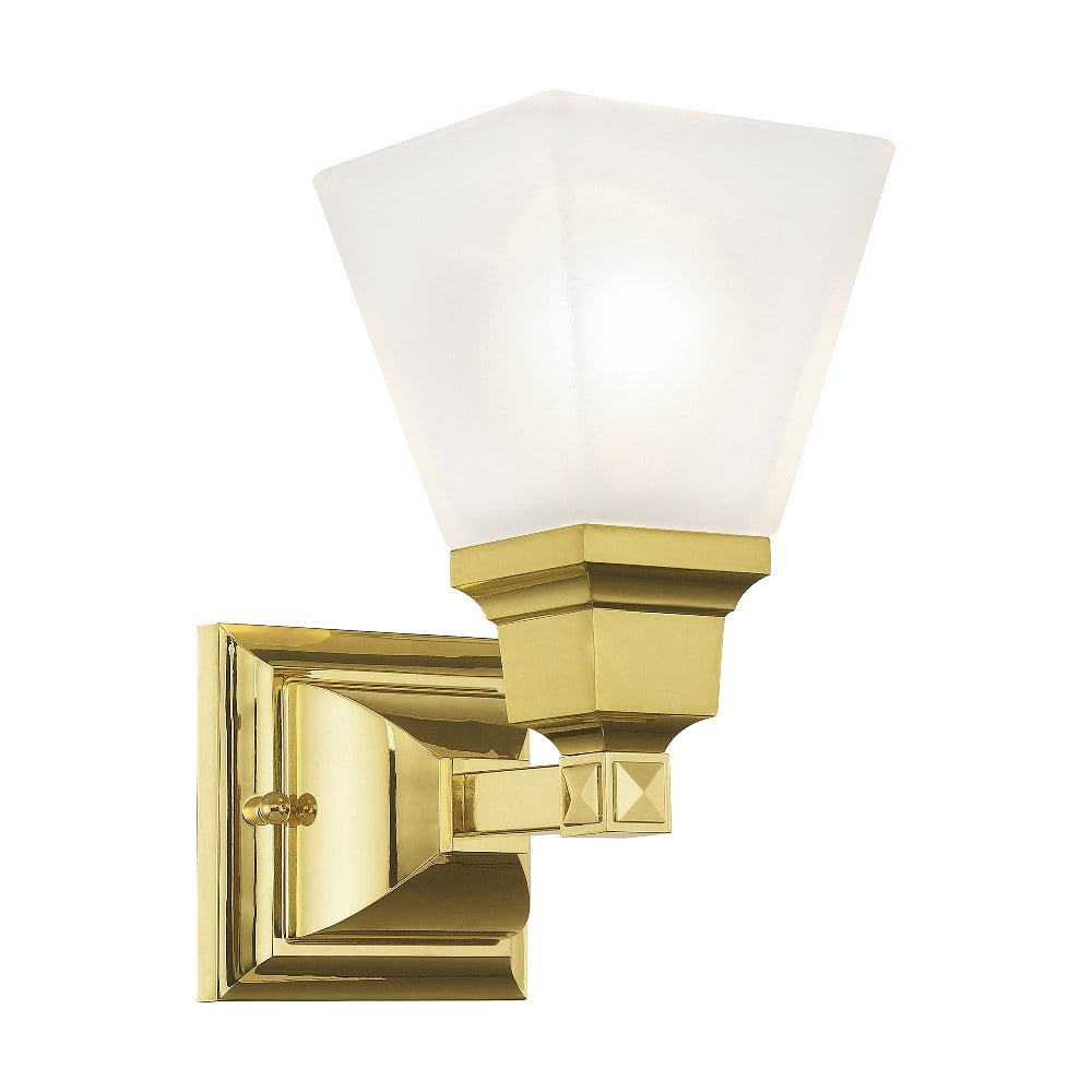 Polished Brass Wall Sconce with Satin Glass Shade