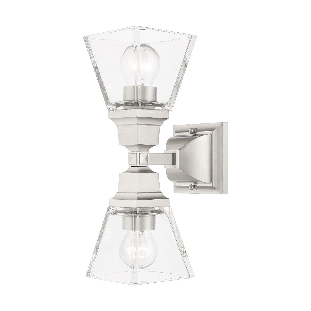 Elevated Classic Brushed Nickel 2-Light Vanity Sconce with Clear Glass