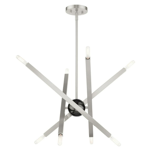 46985-91 Livex Lighting Moco - 8 Light Chandelier in Modern Style - 26 Inches wide by 21 Inches high-Brushed Nickel Finish -Traditional