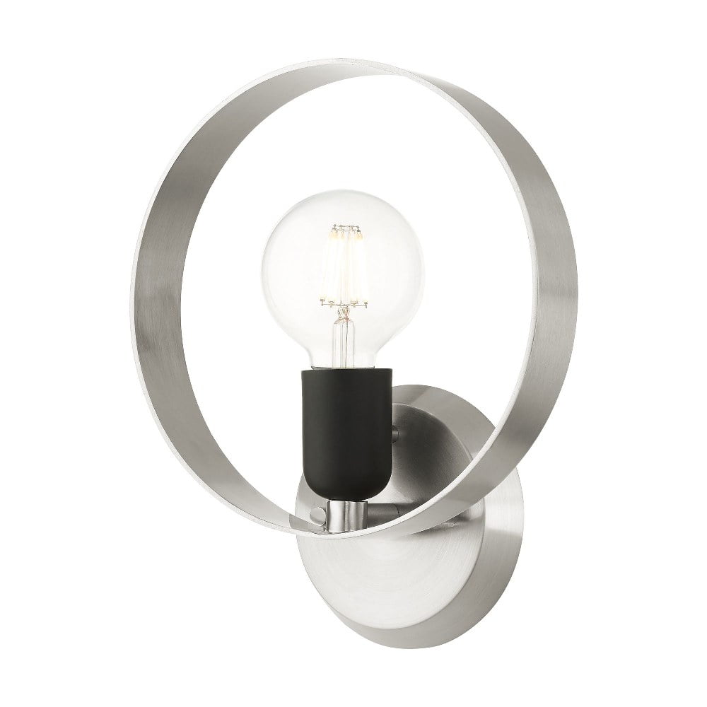 Modesto Mid-Century Modern Brushed Nickel Single Sconce