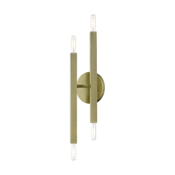 46982-01 Livex Lighting Monaco - 4 Light ADA Wall Sconce In Modern Style-18 Inches Tall and 5.13 Inches Wide-Antique Brass Finish