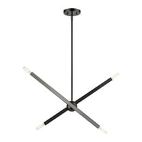 46983-46 Livex Lighting Monaco - 4 Light Linear Chandelier In Modern Style-19.5 Inches Tall and 6 Inches Wide-Black Chrome Finish -Traditional