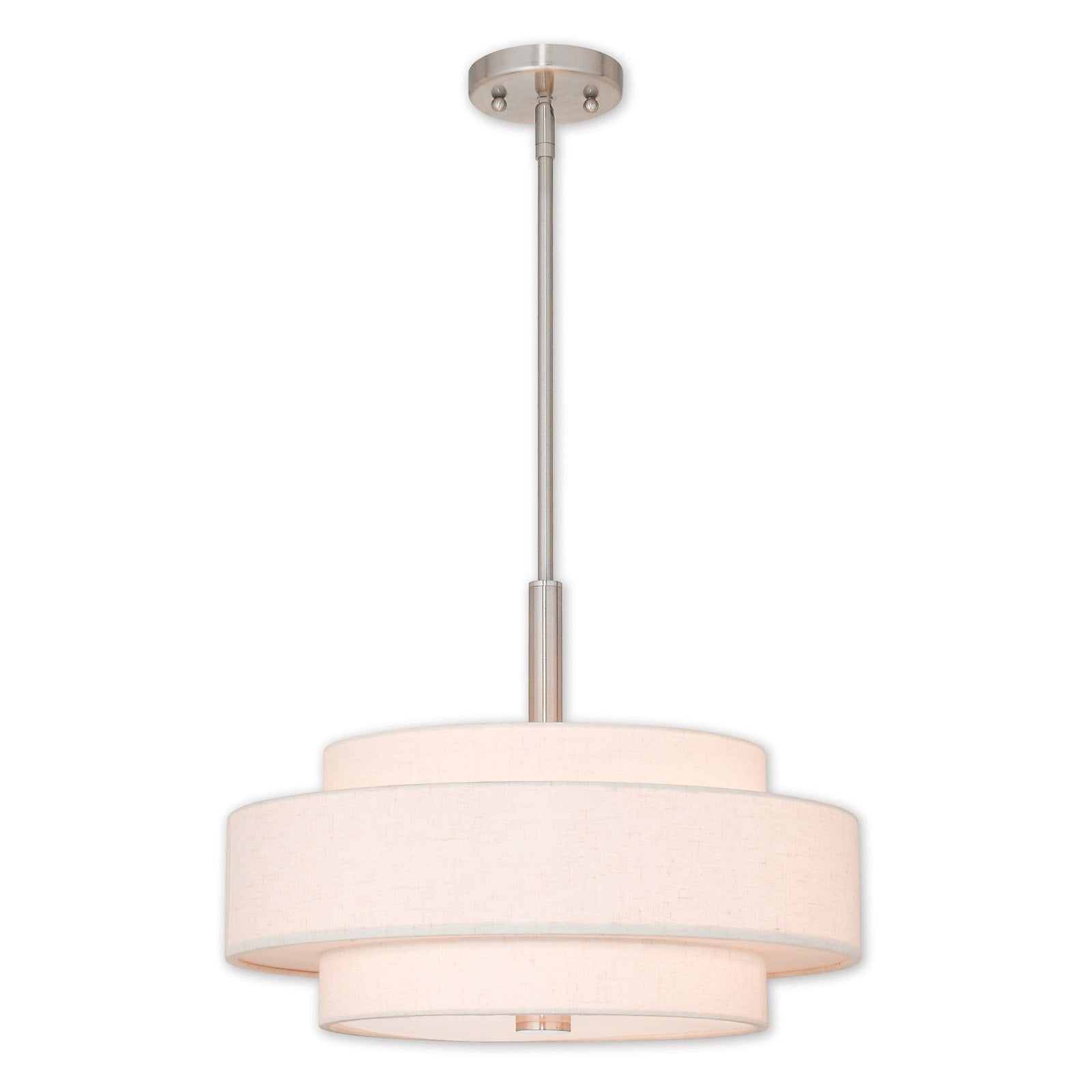 Brushed Nickel 4-Light Drum Pendant with Oatmeal Shade