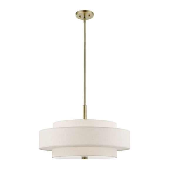 52138-01 Livex Lighting Monroe - 5 Light Pendant In Timeless Style-17 Inches Tall and 24 Inches Wide-Antique Brass Finish    -Traditional Installation