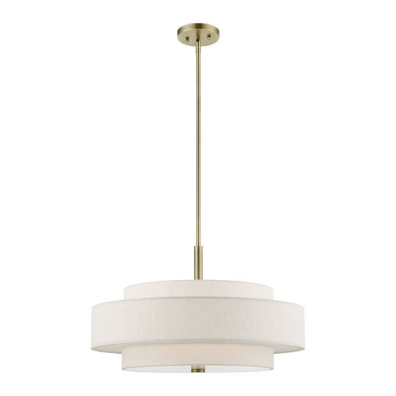 52138-01 Livex Lighting Monroe - 5 Light Pendant In Timeless Style-17 Inches Tall and 24 Inches Wide-Antique Brass Finish -Traditional Installation