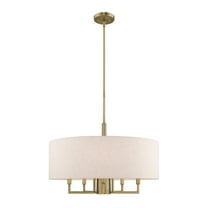 Livex Lighting Monroe 6-Light Metal & Fabric Pendant Chandelier in Antique Brass