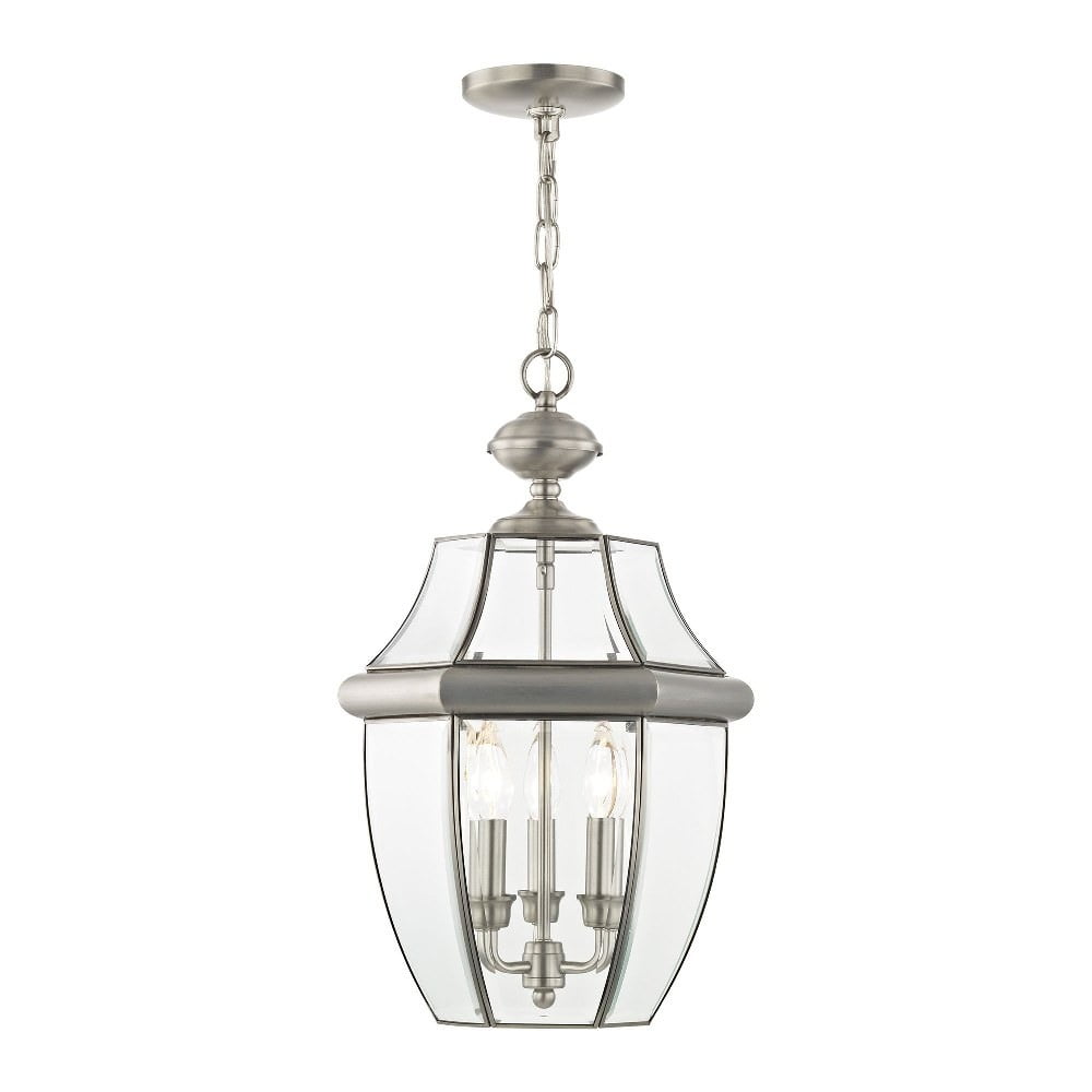 Monterey Brushed Nickel 3-Light Outdoor Pendant Lantern