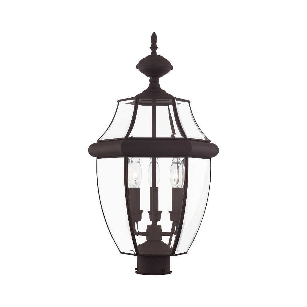 Monterey Bronze Outdoor Post Lantern with Clear Beveled Glass