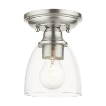 Livex Lighting Montgomery 1-Light Metal & Glass Flush Mount in Brushed Nickel