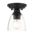 thumbnail image 1 of Livex Lighting Montgomery 1-Light Metal & Glass Flush Mount in Black, 1 of 7