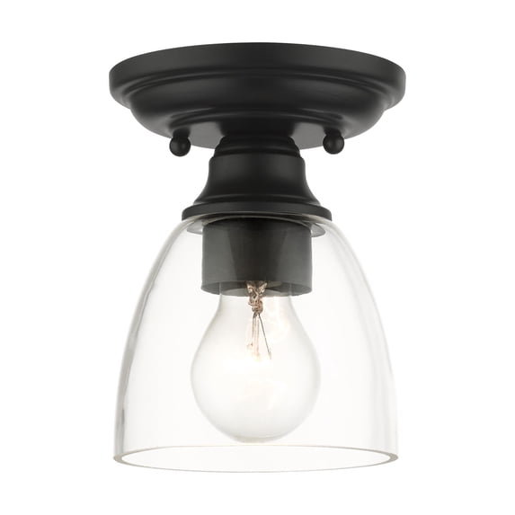 Livex Lighting Montgomery 1-Light Metal & Glass Flush Mount in Black