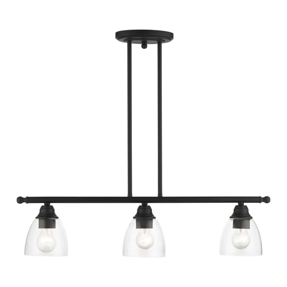 Livex Lighting Montgomery 3-Light Transitional Metal Linear Chandelier in Black