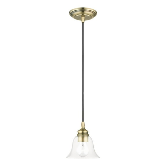 46480-01 Livex Lighting Moreland - 1 Light Pendant In Transitional Style-12.5 Inches Tall and 6.25 Inches Wide-Antique Brass Finish    -Traditional