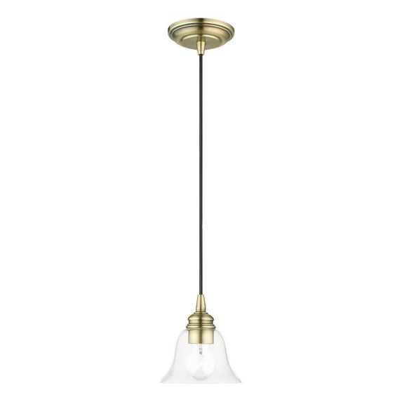 46480-01-Livex Lighting-Moreland - 1 Light Pendant In Transitional Style-12.5 Inches Tall and 6.25 Inches Wide-Antique Brass Finish -Traditional