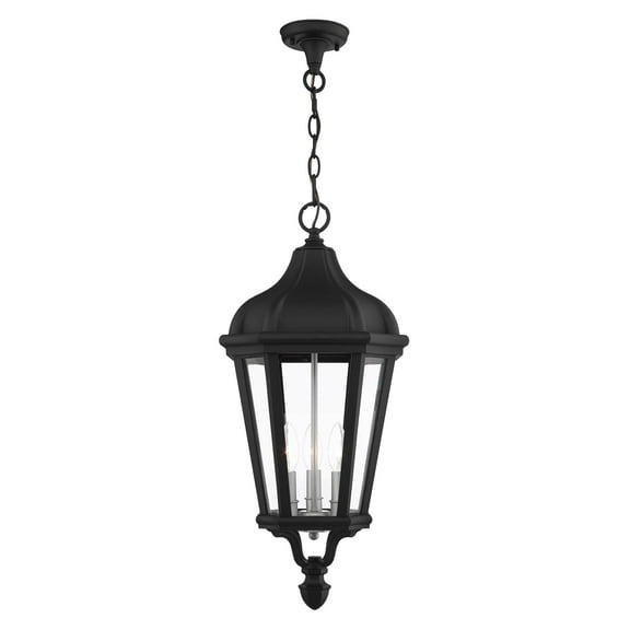 Livex Lighting Morgan 3 Light Outdoor Hanging Lantern in Textured Black