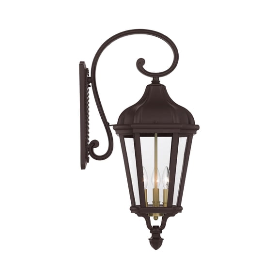76192-07 Livex Lighting Morgan - 3 Light Outdoor Wall Lantern in Traditional Style - 11 Inches wide by 29 Inches high-Bronze Finish