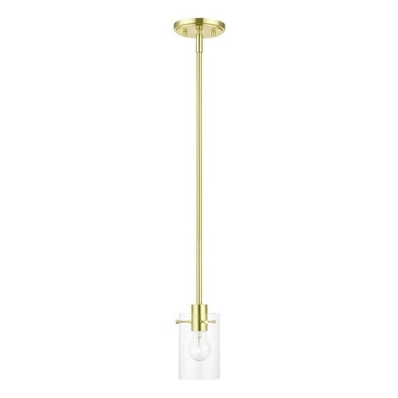 46151-12 Livex Lighting Munich - 1 Light Pendant In Contemporary Style-15.25 Inches Tall and 5 Inches Wide-Satin Brass Finish    -Traditional