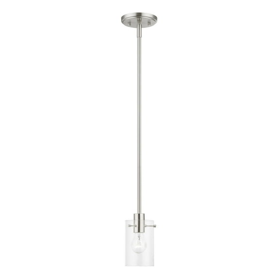 46151-91 Livex Lighting Munich - 1 Light Pendant In Contemporary Style-15.25 Inches Tall and 5 Inches Wide-Brushed Nickel Finish    -Traditional
