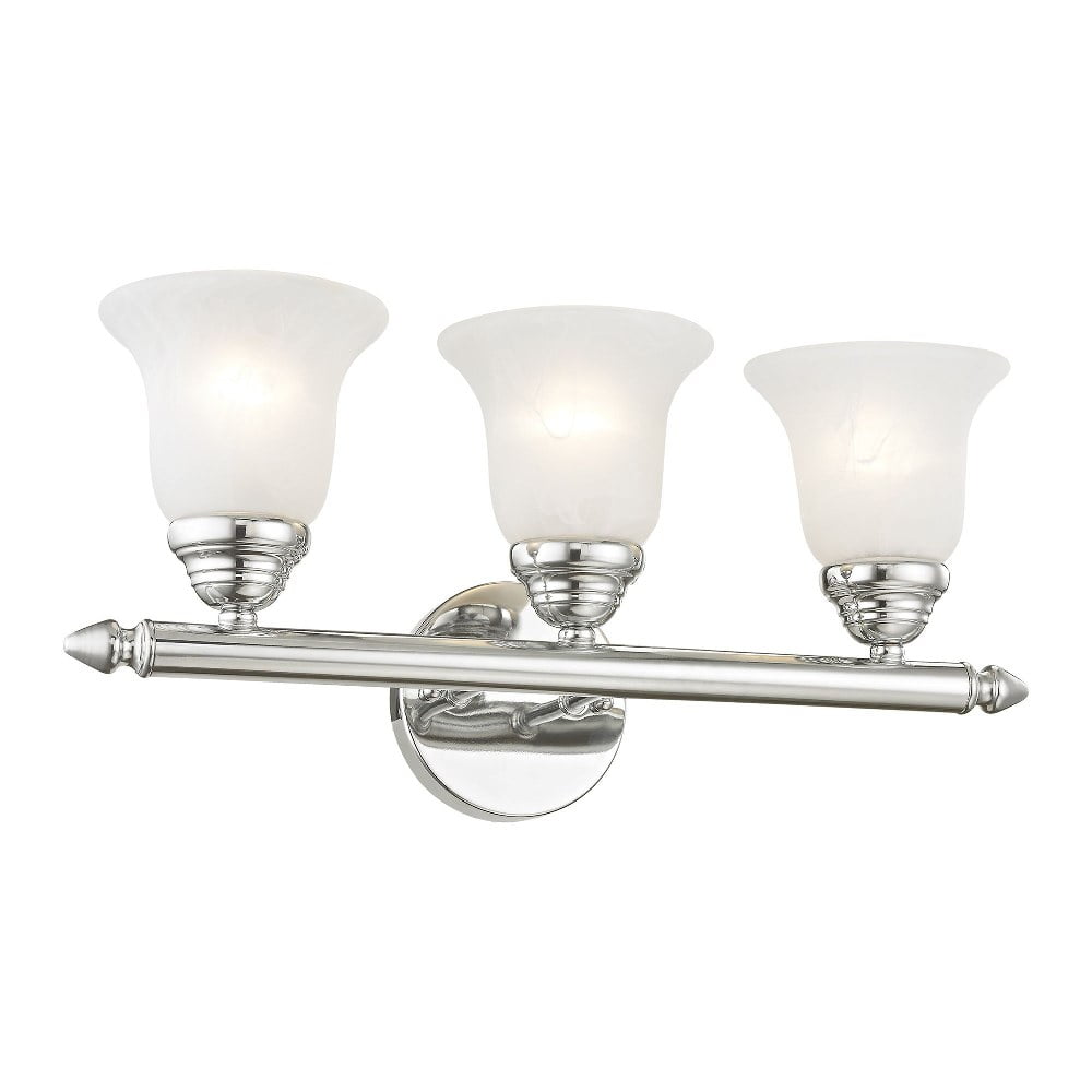 Polished Chrome 19" Vanity Light with White Alabaster Glass