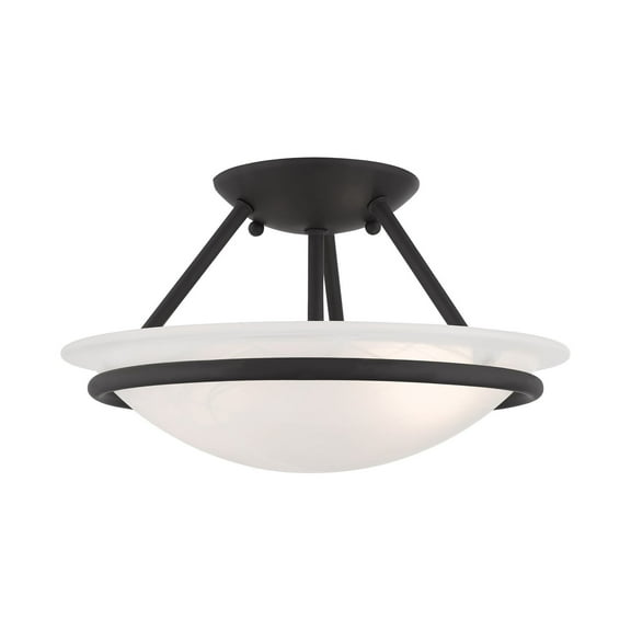 Livex Lighting  Newburgh Black/White Stainless Steel/Alabaster Glass Ceiling Mount