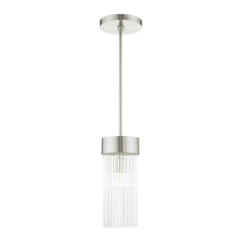 Brushed Nickel Crystal Drum Pendant Light