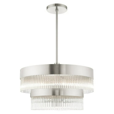49825-91-Livex Lighting-Norwich - 7 Light Chandelier in Modern Style - 24 Inches wide by 23.5 Inches high-Brushed Nickel Finish