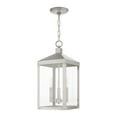 thumbnail image 1 of 20593-91 Livex Lighting Nyack - 3 Light Outdoor Pendant Lantern in Mid Century Modern Style - 8.25 Inches wide by 18.5 Inches high-Brushed Nickel, 1 of 13