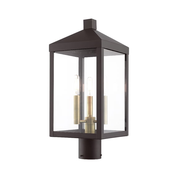 Livex Lighting - Nyack - 3 Light Outdoor Post Top Lantern in Mid Century Modern
