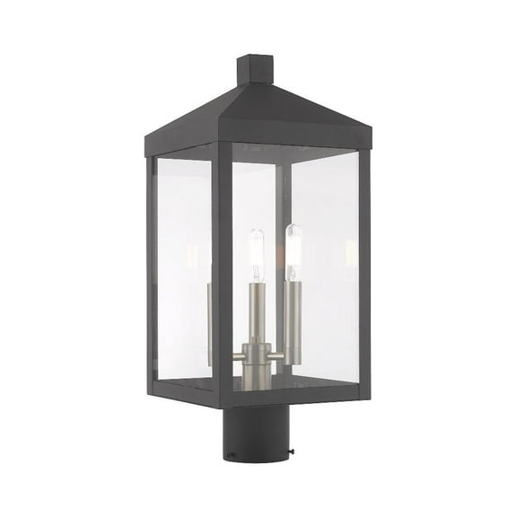 Livex Lighting - Nyack - 3 Light Outdoor Post Top Lantern in Mid Century Modern