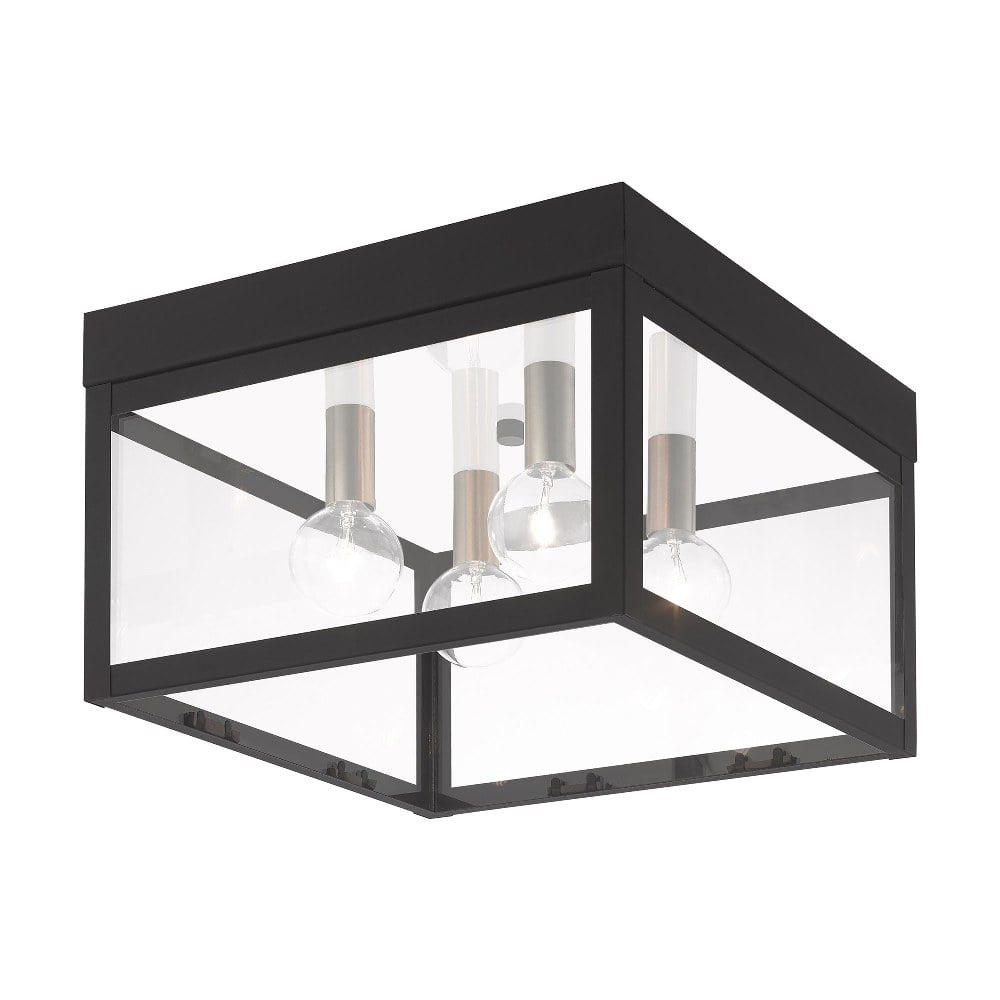 Nyack Square Black Outdoor Ceiling Mount with Clear Glass
