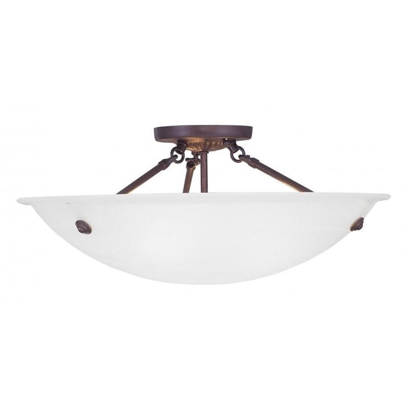 Oasis Bronze Finish 3-Light LED Flush Mount with White Alabaster Glass