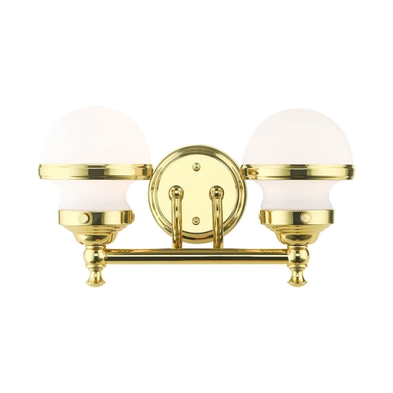 5712-02 Livex Lighting Oldwick - 2 Light Bath Vanity in Modern Style - 15 Inches wide by 8.25 Inches high-Polished Brass Finish