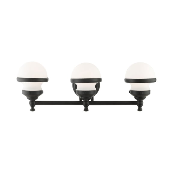 5713-04 Livex Lighting Oldwick - 3 Light Bath Vanity in Modern Style - 24 Inches wide by 8.25 Inches high-Black Finish