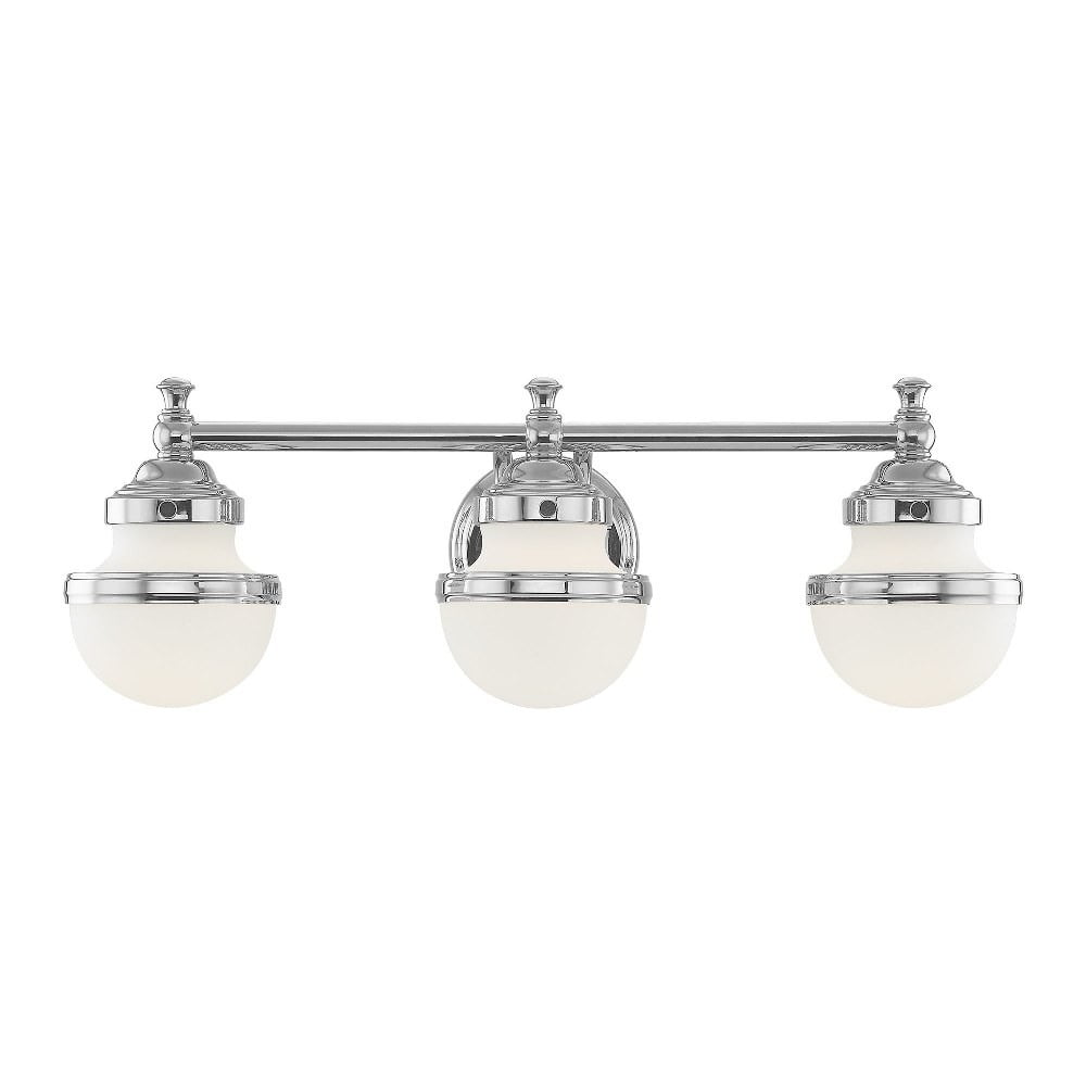 Oldwick Polished Chrome 3-Light Vanity with Satin Opal White Glass