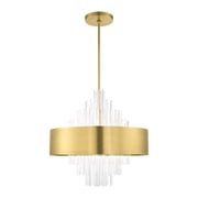 48876-08 Livex Lighting Orenburg - 10 Light Pendant in Contemporary Style - 26 Inches wide by 28.38 Inches high-Natural Brass Finish