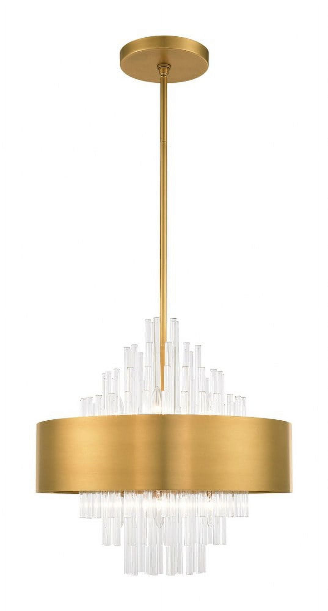 Elegant Orenburg 8-Light Natural Brass Pendant with Crystal Rods