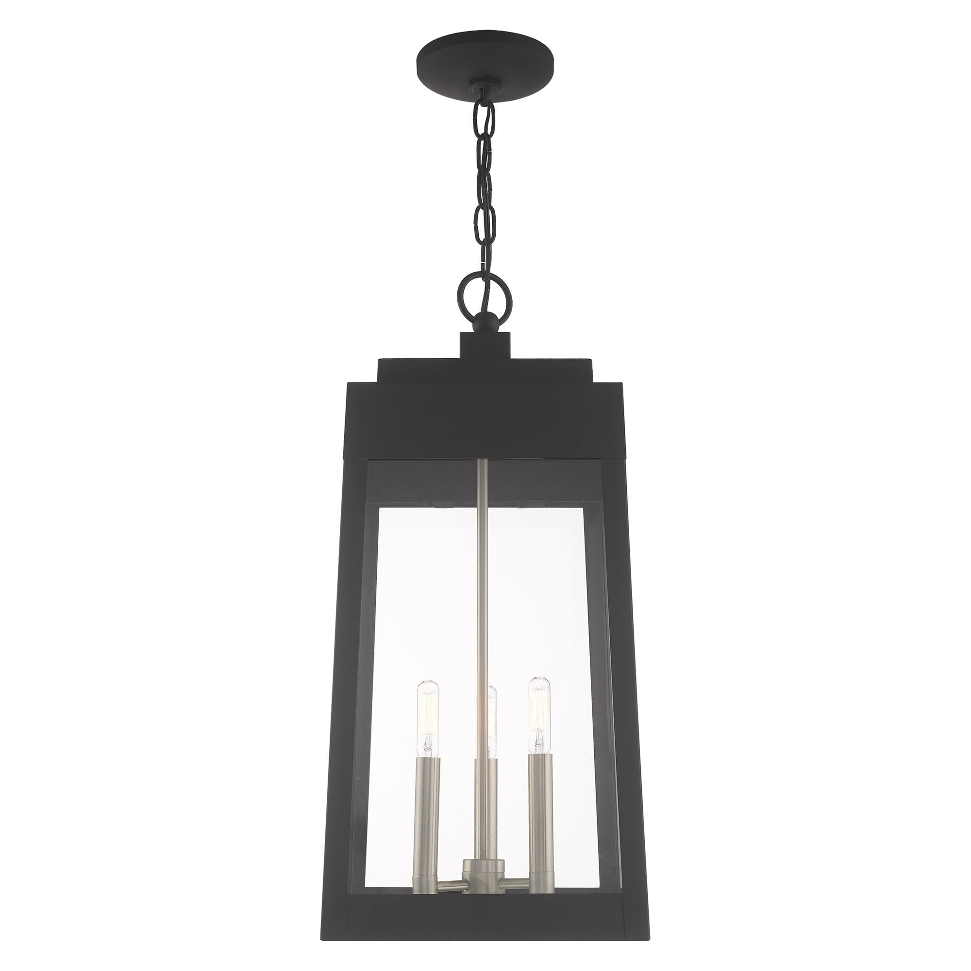 Oslo Black 3-Light Outdoor Pendant with Clear Glass